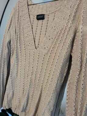 Vintage Nado Cream Cable Knit V-Neck Sweater | Cottagecore Grandpa Core | Size S